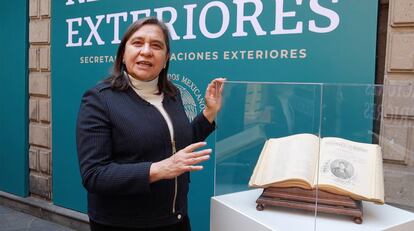 Leticia Bonifaz at an event of the Ministry of Foreign Affairs on December 6 in Mexico City.