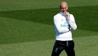 Zidane, en l'entrenament d'aquest dissabte.