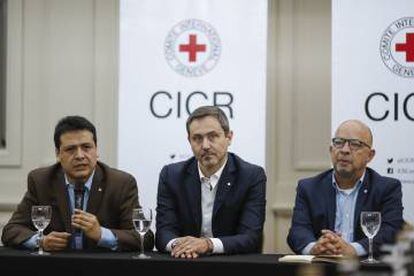 Rueda de prensa de la Cruz Roja en Buenos Aires.