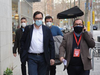 El ministro de Sanidad y cabeza de lista del PSC a las elecciones catalanas, Salvador Illa, llega al Comité Federal del PSOE.