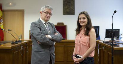 Miguel Caride y Victoria Álvarez, en los juzgados de Ourense
