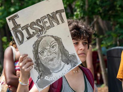 Protesta a favor de la discriminación positiva en Cambridge, Massachusetts, el 1 de julio 2023.