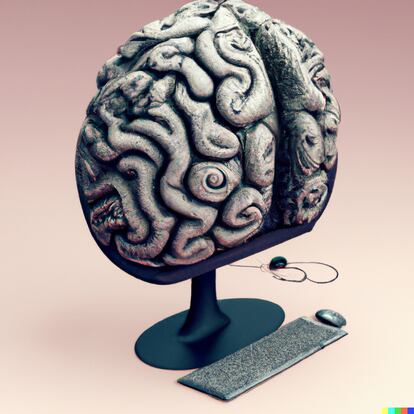 “Un ordenador con forma de cerebro humano”. Estas fueron las instrucciones a partir de la cuales el generador de imágenes de OpenAI creó la ilustración de esta página. Una herramienta aún en desarrollo que despierta gran curiosidad. 