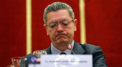 Alberto Ruiz-Gallard&oacute;n, durante un acto del Ministerio de Justicia el pasado diciembre. 