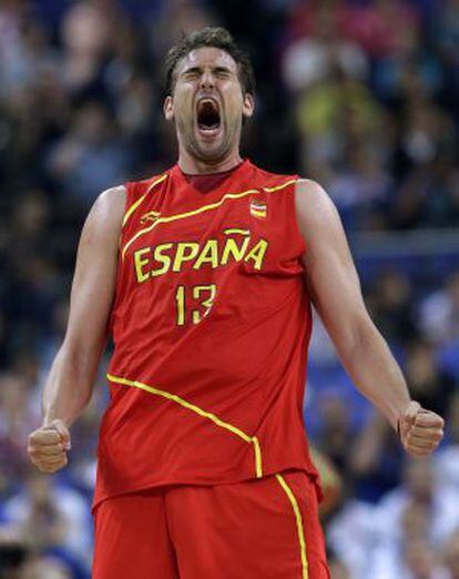 Marc Gasol celebra el triunfo de España.