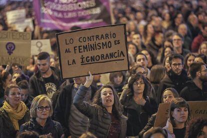 Manifestación en Barcelona contra la violencia machista.