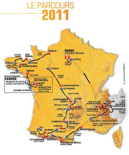 El recorrido del Tour 2011.