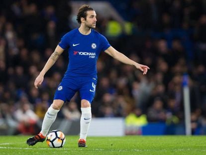 Cesc F&agrave;bregas. en un partido con el Chelsea de la FA Cup.