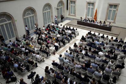 Acto en el Auditorio del Parlament para presentar la futura Ley del Refer&eacute;ndum.