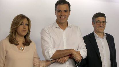 Susana Díaz, Pedro Sánchez i Patxi López.