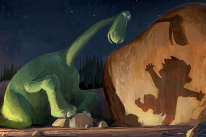 Una ilustración para 'El buen dinosaurio', de Pixar.