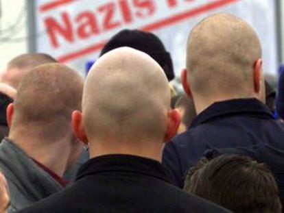 Varios cabezas rapadas de Alemania durante una manifestación en una foto de archivo.