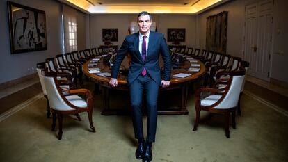 Pedro Sánchez, el viernes en la sala de reunión del Consejo de Ministros.