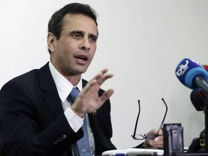 Henrique Capriles, en su primera rueda de prensa con los medios colombianos, el pasado miércoles.