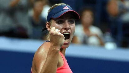 Kerber celebra su triunfo contra Wozniacki.