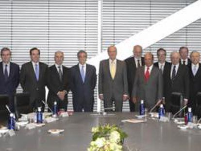 El rey Juan Carlos, durante la reunión mantenida con el Consejo Empresarial de la Competitividad el pasado martes 20 de marzo de 2012
