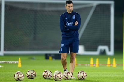 Lionel Scaloni, durante un entrenamiento de la selección de Argentina en la víspera del partido contra Francia, en Doha el jueves.