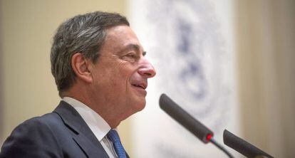 El presidente del Banco Central Europeo, Mario Draghi, el pasado jueves en Helsinki (Finlandia).