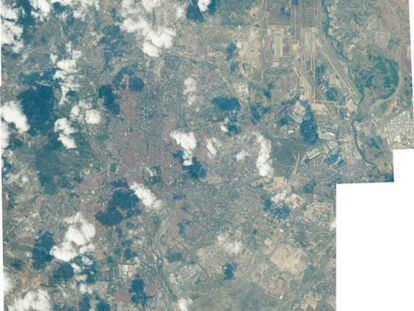 Un &#039;collage&#039; con fotos de Madrid capturadas desde la Estaci&oacute;n Espacial Internacional, el pasado 17 de abril. 