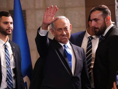 Benjamin Netanyahu saluda a sus seguidores el pasado 2 de noviembre.