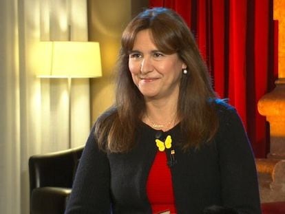 Laura Borràs, presidenta del Parlament, durante la entrevista en TV3.