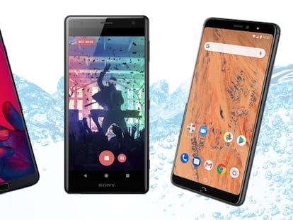 De izquierda a derecha: Huawei P20 Pro, Sony Xperia XZ2 y BQ Aquaris X2.