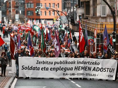 Manifestación en favor del sercvicio público el pasado 12 de marzo en Bilbao