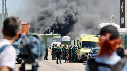 Explosión de una planta de biodiésel en Calahorra, este jueves.
