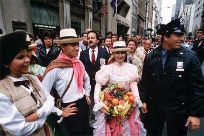 Hispanos de Nueva York, celebrando la fiesta nacional de Estados Unidos el 4 de julio, en 2019.