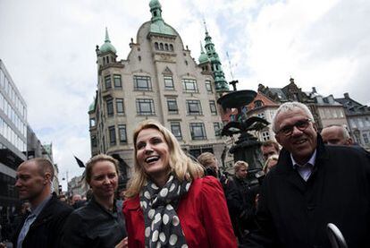 Helle Thorning-Schmidt, líder de los socialdemócratas daneses, en el centro de Copenhague.
