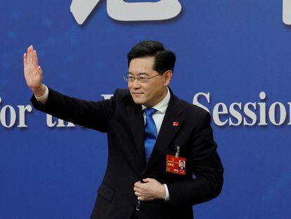El ministro de Exteriores chino, Qin Gang, durante el congreso del Partido Comunista Chino, el 7 de marzo.