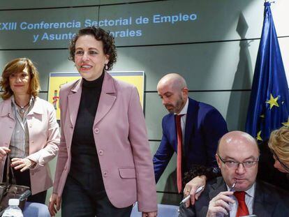 La ministra de Trabajo, Migraciones y Seguridad Social, Magdalena Valerio, el jueves en Madrid. 