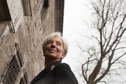 Christine Lagarde, directora gerente del Fondo Monetario Internacional, ayer en Berlín.