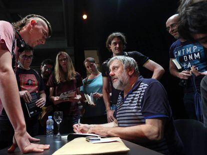 Slavoj Žižek, en un acto en el Círculo de Bellas Artes de Madrid en 2019.