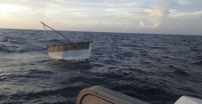 La balsa en la que viajaron los cubanos que naufragaron en M&eacute;xico.