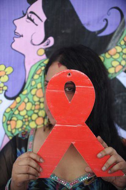 Campa&ntilde;a de prevenci&oacute;n del VIH en India.