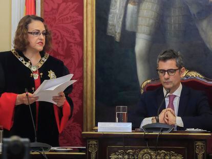 El ministro de la Presidencia, Félix Bolaños, preside el acto de toma de posesión de Magdalena Valerio como presidenta del Consejo de Estado, el 10 de noviembre de 2022 en Madrid.