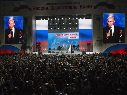 El presidente ruso, Vlad&iacute;mir Putin, en Sevastopol (Crimea) este mi&eacute;rcoles 14 de marzo.