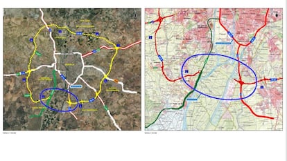 Plano del tramo licitado de la SE-40 entre Dos Hermanas y Coria del Río. / MITMA