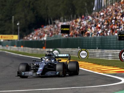 Lewis Hamilton, en el circuito del GP de Bélgica.