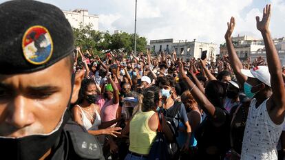 Protesta contra el Gobierno cubano en La Habana, el pasado 11 de julio.