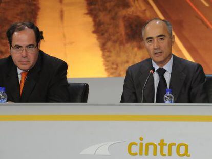 Enrique D&iacute;az Rato, consejero delegado de Cintra, con el presidente del grupo Ferrovial, Rafael del Pino.