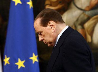 Silvio Berlusconi, durante un acto oficial, ayer en el Palazzo Chigi, en Roma.