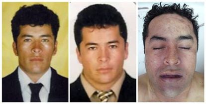 Tres retratos de Lazcano, a la derecha, de su cadáver.