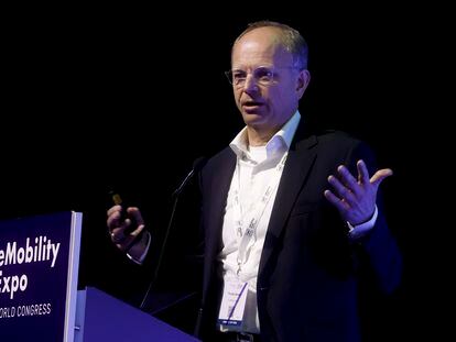 El director general de PowerCo, Thomas Dahlem, durante su intervención en la Valencia Battery Convention 2023.