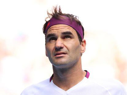 Roger Federer, durante el partido contra Sandgren en Melbourne.