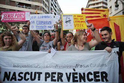 Manifestación en Valencia a favor del referéndum catalán el 20 de septiembre.