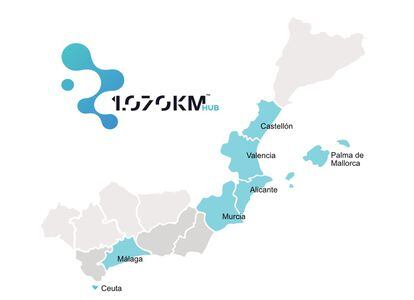 Mapa de los integrantes de 1070 Km Hub.