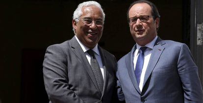 El primer ministro portugu&eacute;s, Ant&oacute;nio Costa, recibe en Lisboa al presidente franc&eacute;s, Fran&ccedil;ois Hollande.