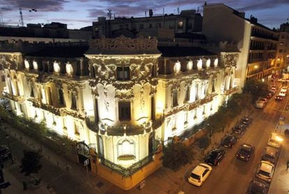 La madrileña sede de la SGAE en Madrid, fotografiada en 2020.